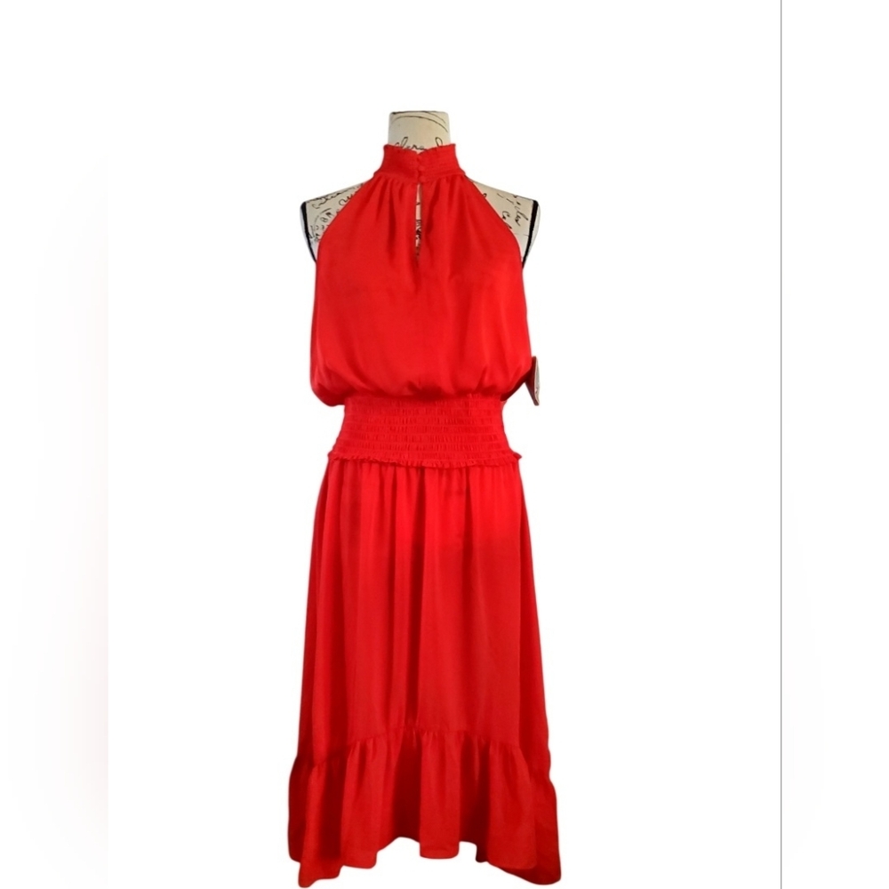CeCe Red Halter Midi Dress